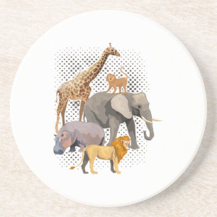 Safari Squad African Safari Animals Funny Zoo Anim Zandsteen Onderzetter