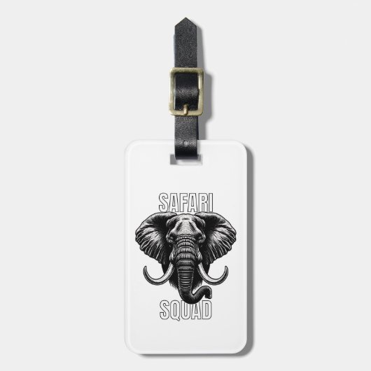 Safari Squad Afrikaans Olifant Reismateriaal Bagagelabel (Voorkant verticaal)