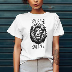 Safari Squad Afrikaanse Leeuw Hoofd Zoo Avontuur T-shirt