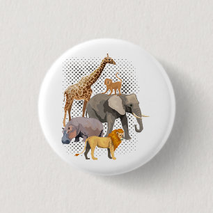 Safari Squad Afrikaanse Safari Dieren Grappige Die Ronde Button 3,2 Cm