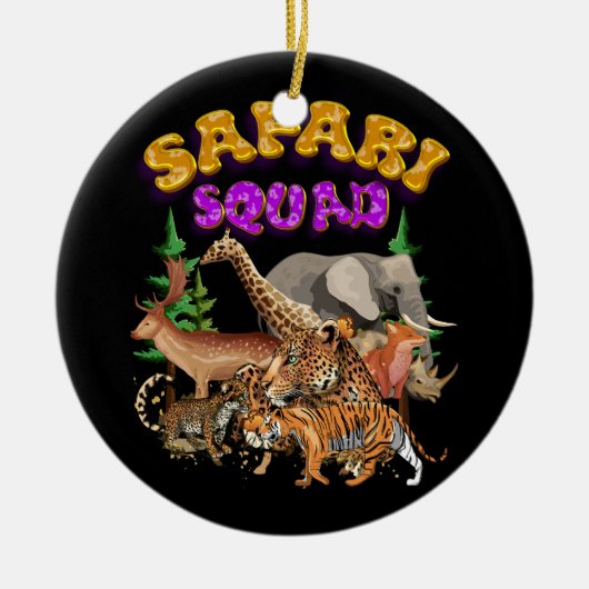 Safari Squad Animals Zoo Lovers Wilflife Oerwoud Z Keramisch Ornament (Voorkant)