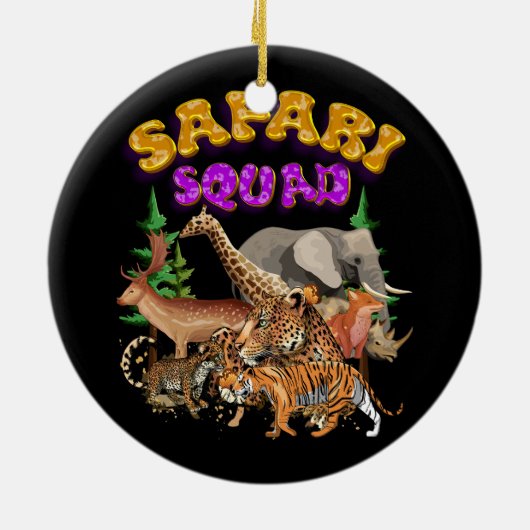 Safari Squad Animals Zoo Lovers Wilflife Oerwoud Z Keramisch Ornament (Achterkant)
