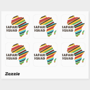 Safari Squad Wild Animal Personeel Grappig Vierkante Sticker
