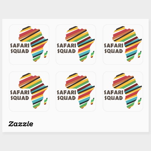 Safari Squad Wild Animal Personeel Grappig Vierkante Sticker (Vel)