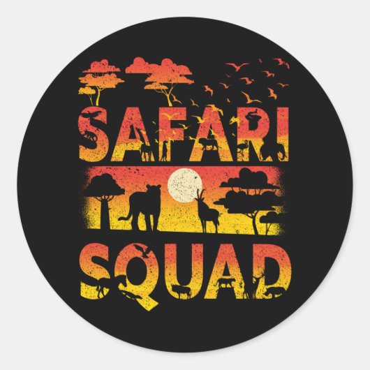Safari Squad Zoo African Animals Ronde Sticker (Voorkant)