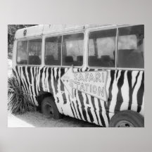 Safari Station Zebra Gestreepte Tour Bus