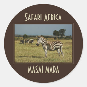 safari-stickers van wilde zebra ronde sticker