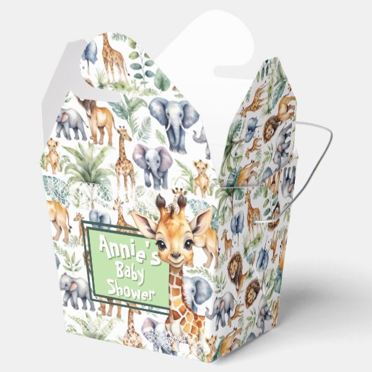 Safari stijl: oerwoud baby shower bedankdoosjes (Geopend)