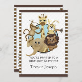 Safari Style van Birthday Party Invitiation Kaart (Voorkant / Achterkant)