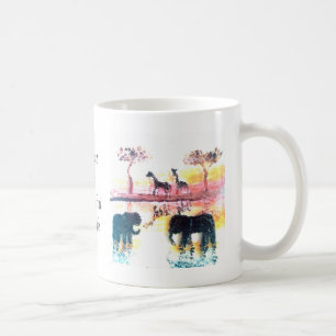 Safari Sunset Elephant, Giraffe Wildlife Koffiemok