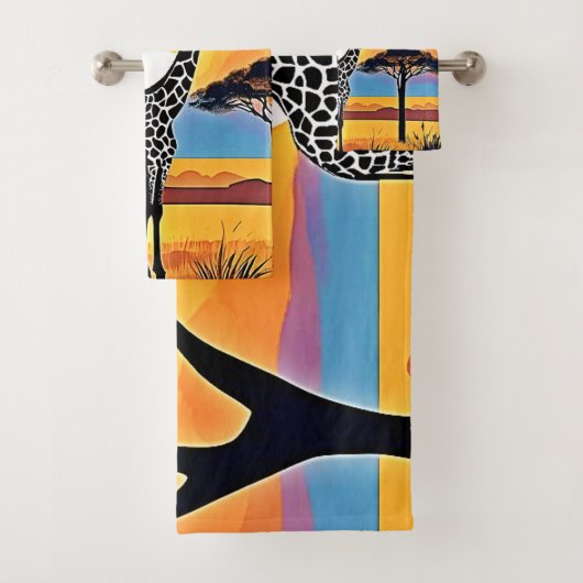 Safari Sunset: Giraffe's Embrace Bad Handdoek (Insitu)