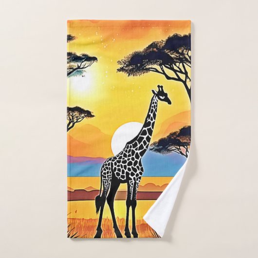 Safari Sunset: Giraffe's Embrace Bad Handdoek (Handdoek)