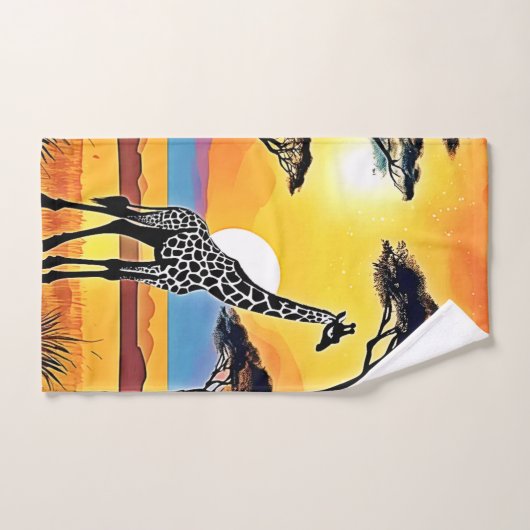 Safari Sunset: Giraffe's Embrace Bad Handdoek (Handdoek)