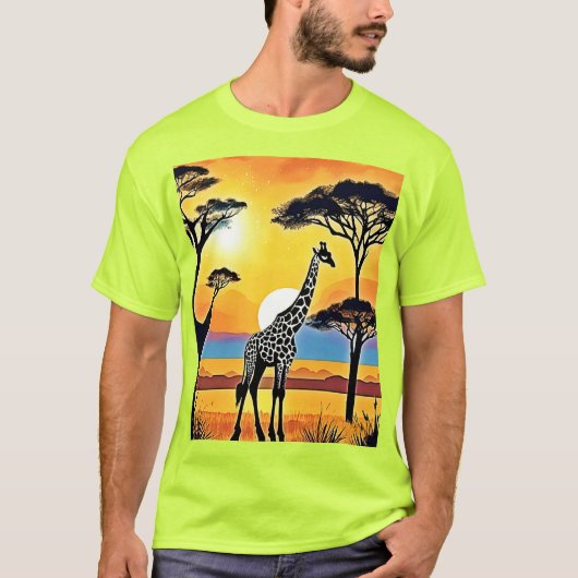 Safari Sunset: Giraffe's Embrace T-shirt (Voorkant)