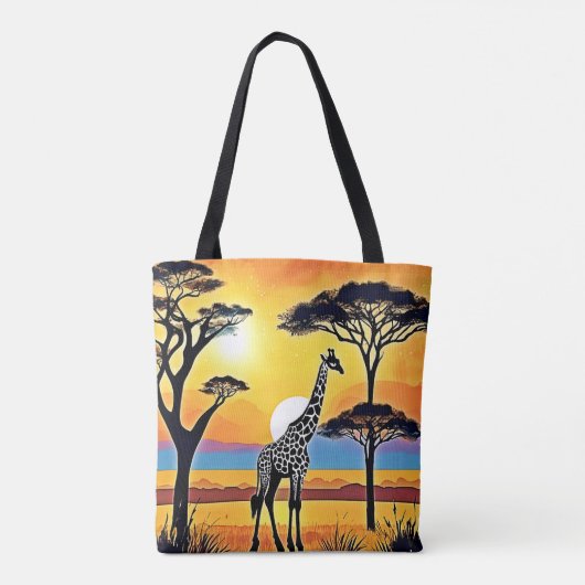 Safari Sunset: Giraffe's Embrace Tote Bag (Achterkant)