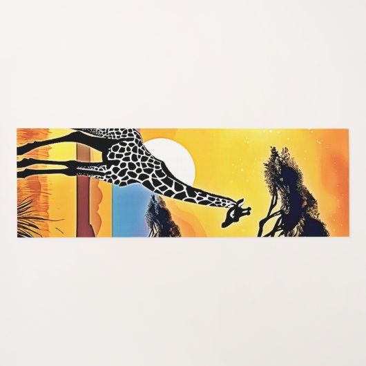 Safari Sunset: Giraffe's Embrace Yogamat (Achterkant (horizontaal))