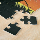 Safari Sunset olifant silhouet gepersonaliseerd Legpuzzel (Zijkant)