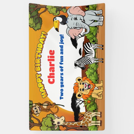 Safari Sunshine Tropical Oerwoud Animals Schattige Spandoek (Verticaal)