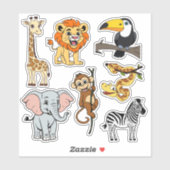 Safari Sunshine Tropical Oerwoud Animals Schattige Sticker (Vel)