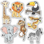 Safari Sunshine Tropical Oerwoud Animals Schattige Sticker (Voorkant)