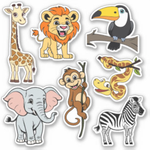 Safari Sunshine Tropical Oerwoud Animals Schattige Sticker