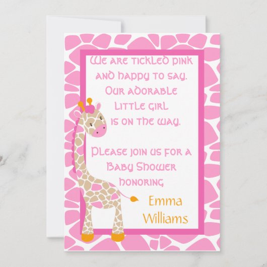 Safari Sweetness Giraffe Baby shower Uitnodiging (Voorkant)