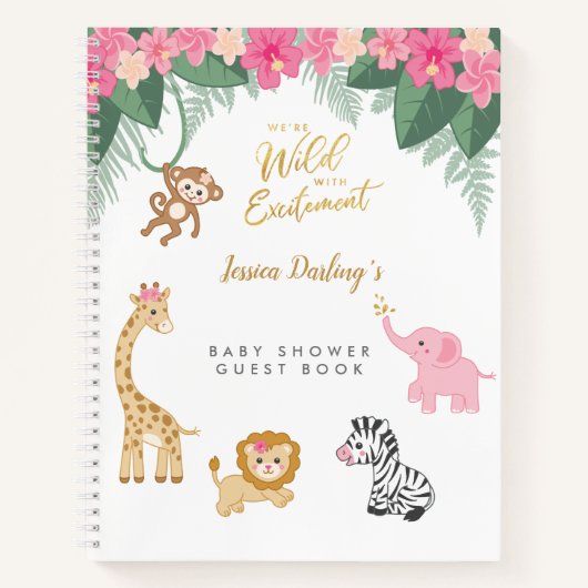 Safari thema Baby Girl Shower Guest Book Notitieboek (Voorkant)