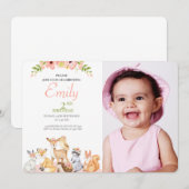 Safari thema Baby Photo Birthday Invitation Kaart (Voorkant / Achterkant)