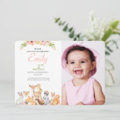 Safari thema Baby Photo Birthday Invitation Kaart (Staand voorkant)