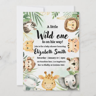 Safari thema baby shower uitnodiging
