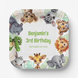 Safari thema Oerwoud Dier Kind Verjaardagsfeest Papieren Bordje