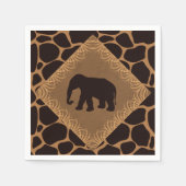 Safari Thema Olifant boven Giraffe Print Servet (Voorkant)