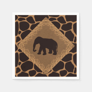 Safari Thema Olifant boven Giraffe Print Servet