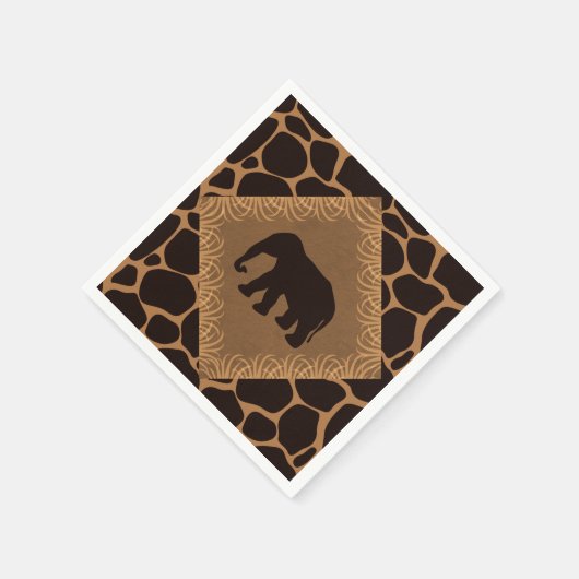 Safari Thema Olifant boven Giraffe Print Servet (Hoek)