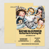 Safari thema sleepover sluimerpyjama kinder kaart (Voorkant / Achterkant)