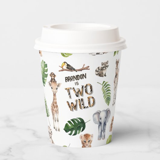 Safari thema twee wilde Oerwoud 2e verjaardag Papieren Bekers (Achterkant)