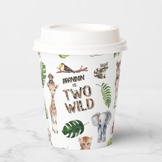 Safari thema twee wilde Oerwoud 2e verjaardag Papieren Bekers (Voorkant)