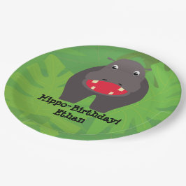 Safari thema verjaardag - nijlpaard papieren bordje