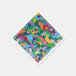 Safari Thema Verjaardag Regenboog Kleurrijke Parti Servet