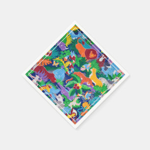 Safari Thema Verjaardag Regenboog Kleurrijke Parti Servet