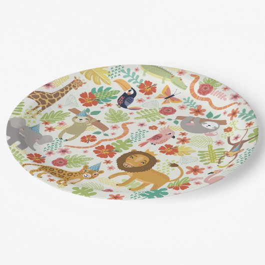 Safari thema verjaardag, Schattige Oerwoud Safari  Papieren Bordje (Gekanteld)