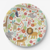 Safari thema verjaardag, Schattige Oerwoud Safari  Papieren Bordje (Voorkant)