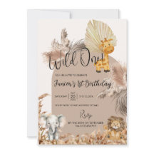 Safari Thema Wild Een 1e Kids Verjaardag Uitnodigi