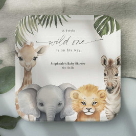 Safari Thema Wild One Dieren Baby Jongen Douche Papieren Bordje