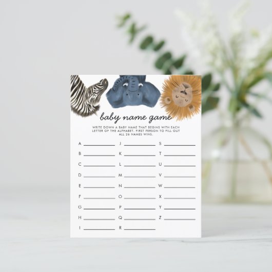 Safari Theme Baby Name Shower Game (Staand voorkant)