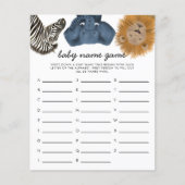 Safari Theme Baby Name Shower Game (Voorkant)