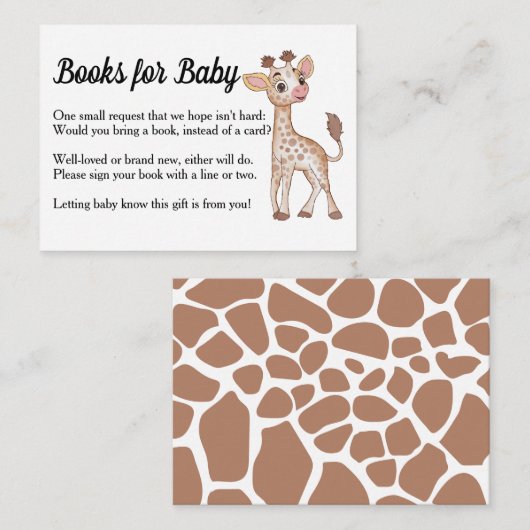 Safari Theme Baby shower Book Request Enclosure Notitiekaartje (Voorkant / Achterkant)