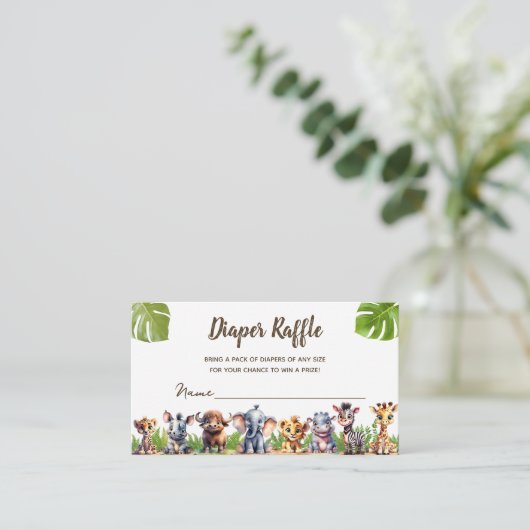 Safari Theme Baby shower Diaper Raffle Ticket Informatiekaartje (Staand voorkant)