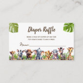 Safari Theme Baby shower Diaper Raffle Ticket Informatiekaartje (Voorkant)