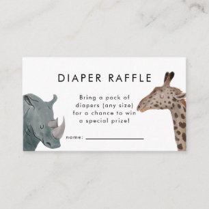 Safari Theme Baby shower Diaper Raffle Ticket Informatiekaartje